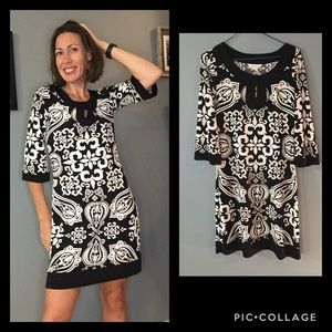 White House Black Market Cute B&W Dress!
